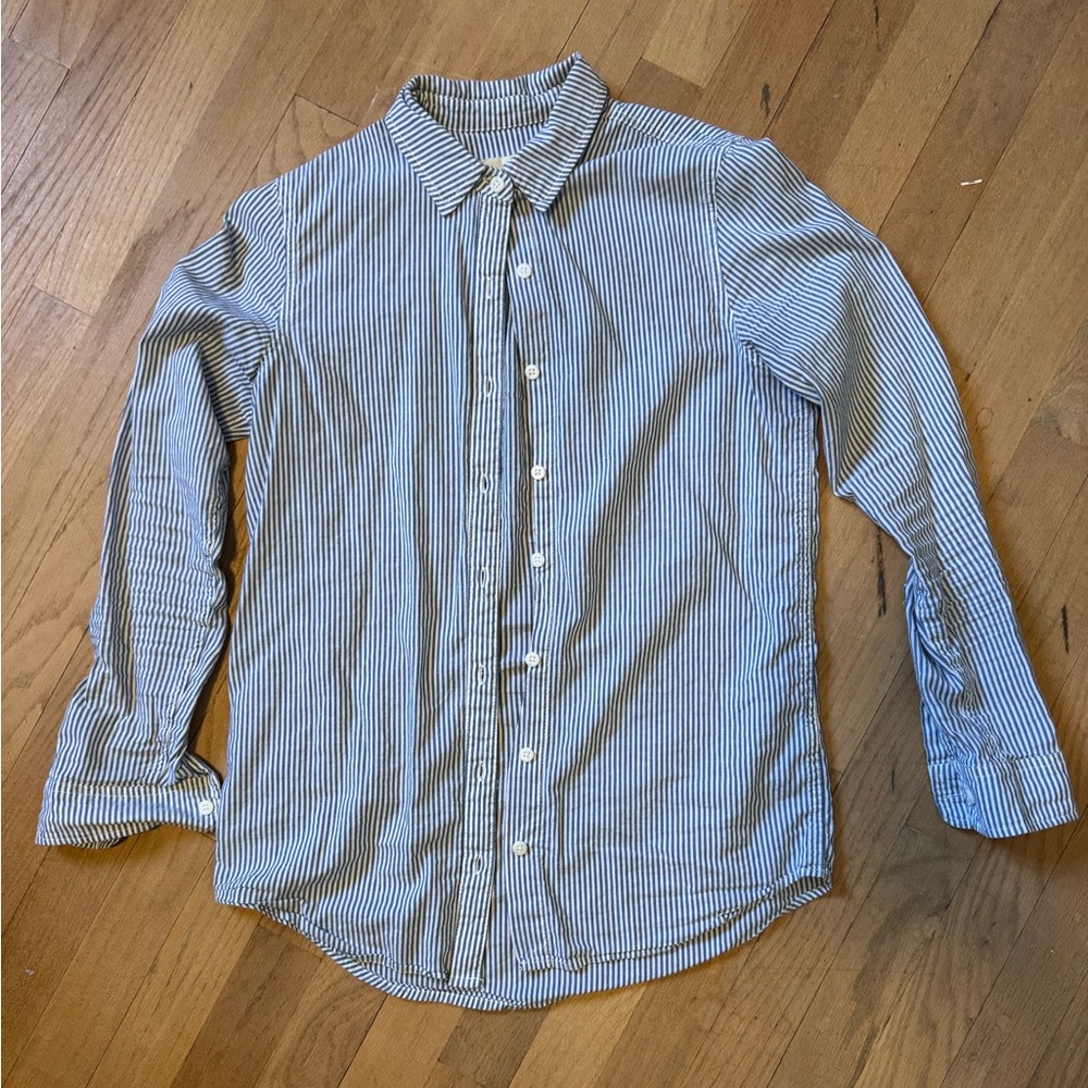 Marine Layer Navy and White Striped Button Down Shirt